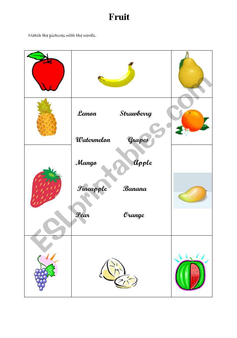 Fruit worksheet