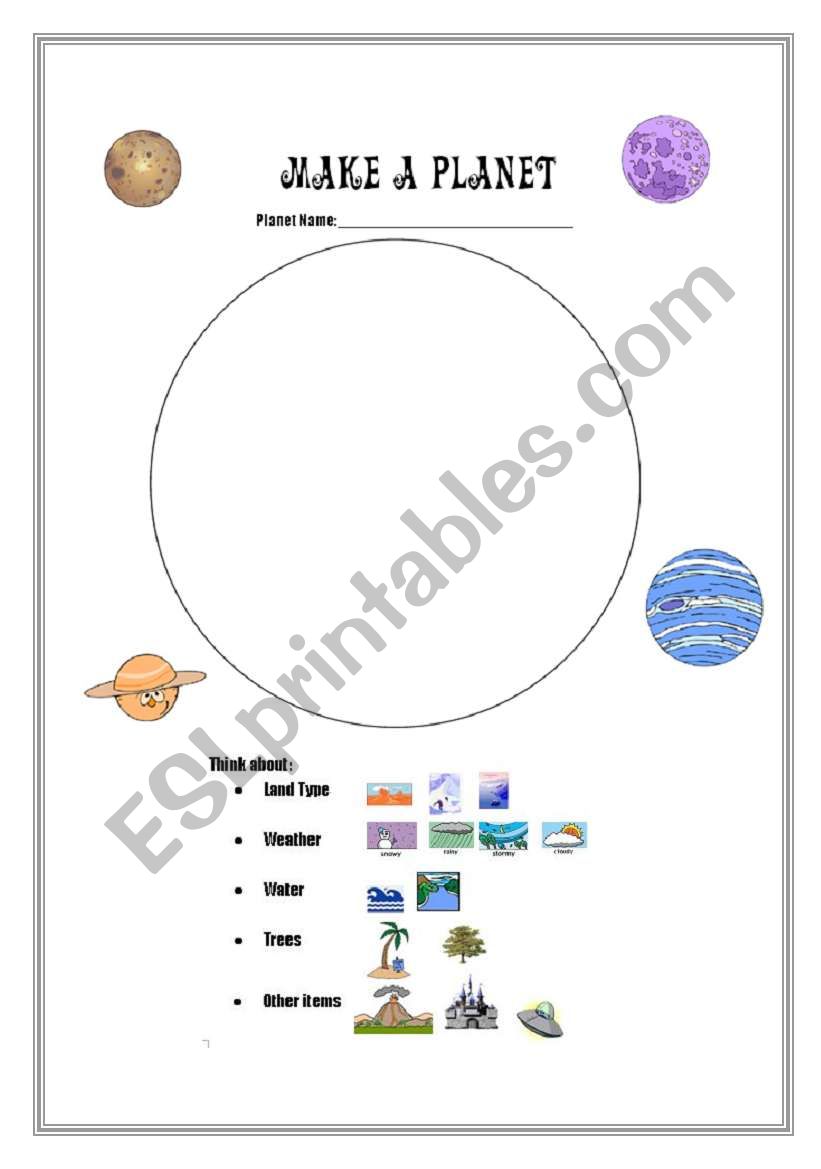 Make a Planet worksheet