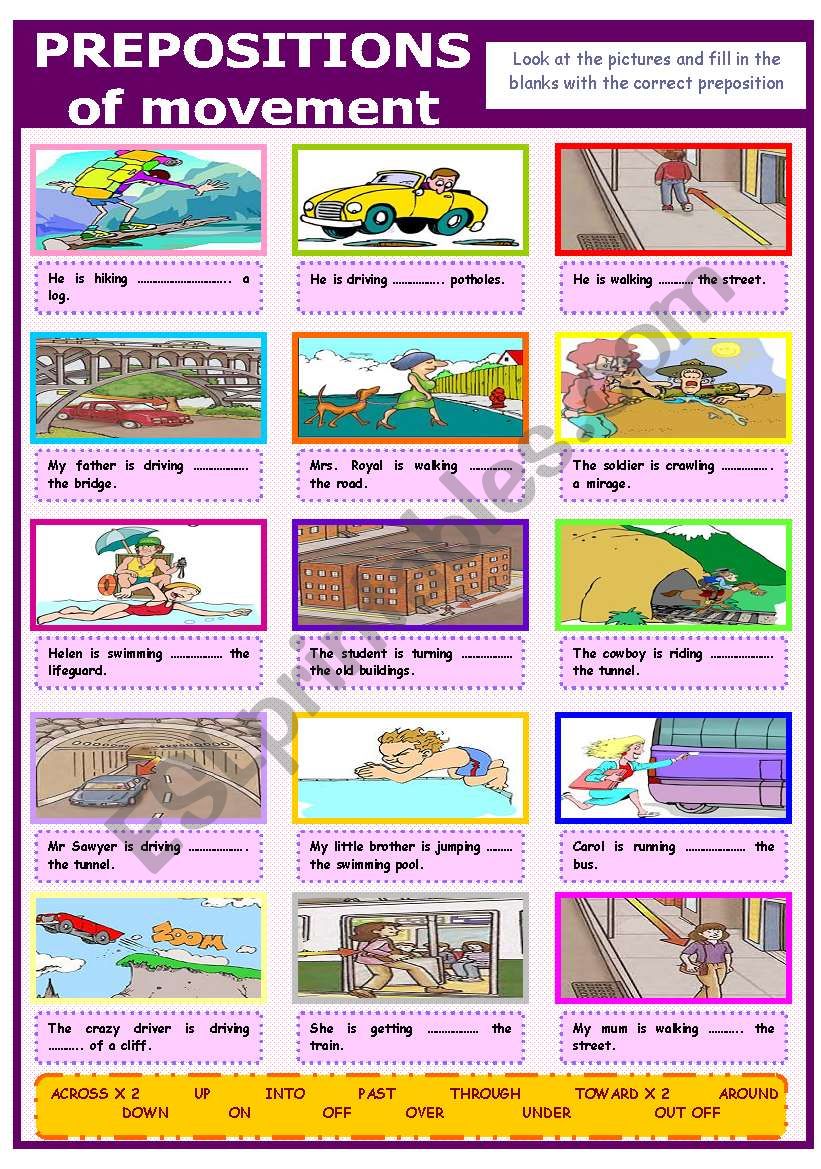 PREPOSITIONS OF MOVEMENT  worksheet