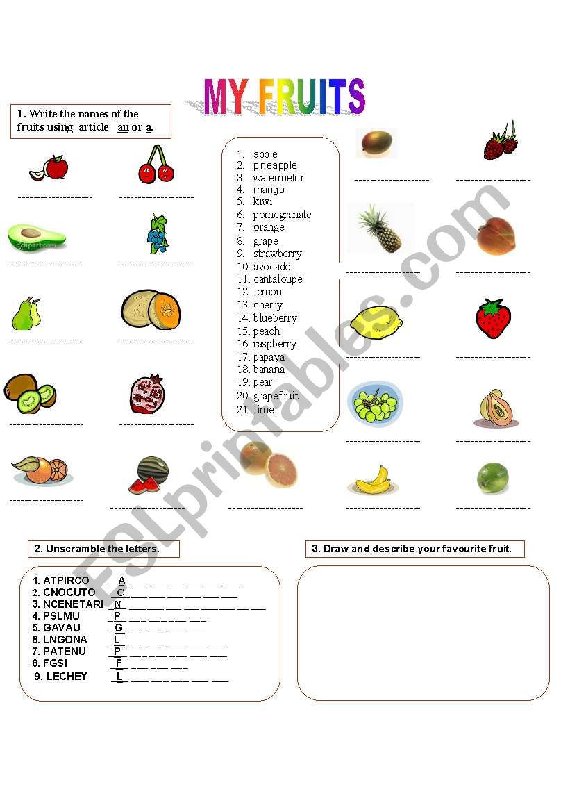 MY FRUITS worksheet