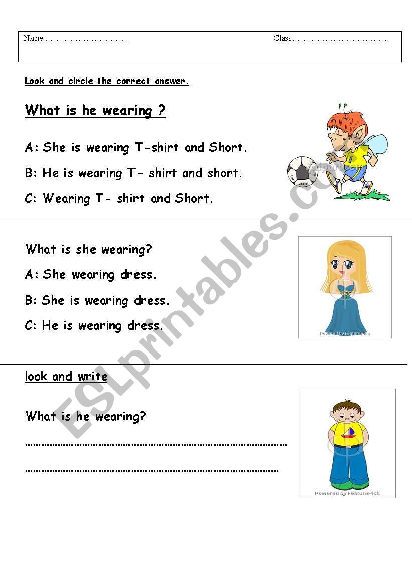 what is she/he wearing  worksheet