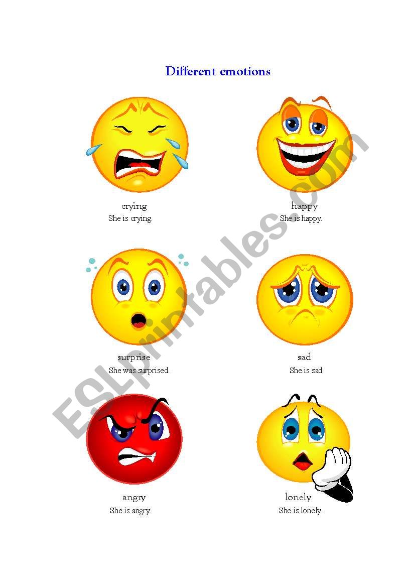 Different Emotions worksheet