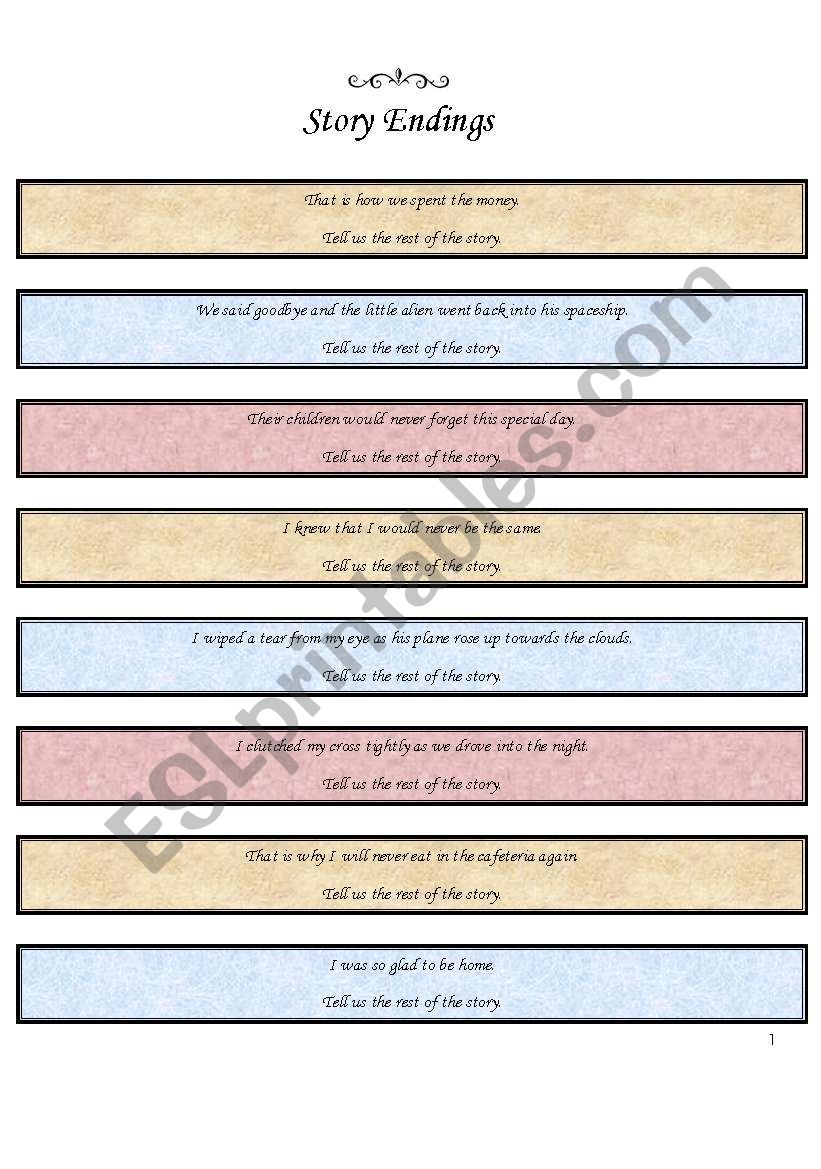 Story Ending Strips worksheet