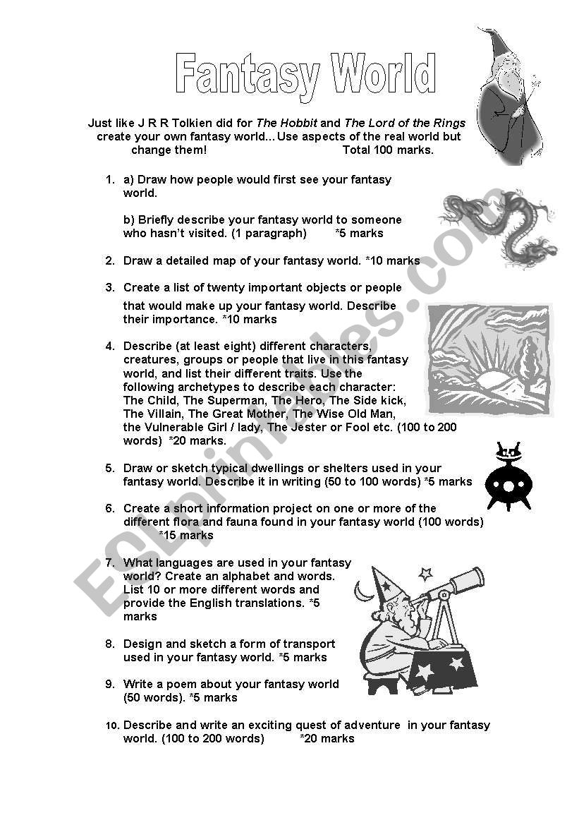 Fantasy World worksheet