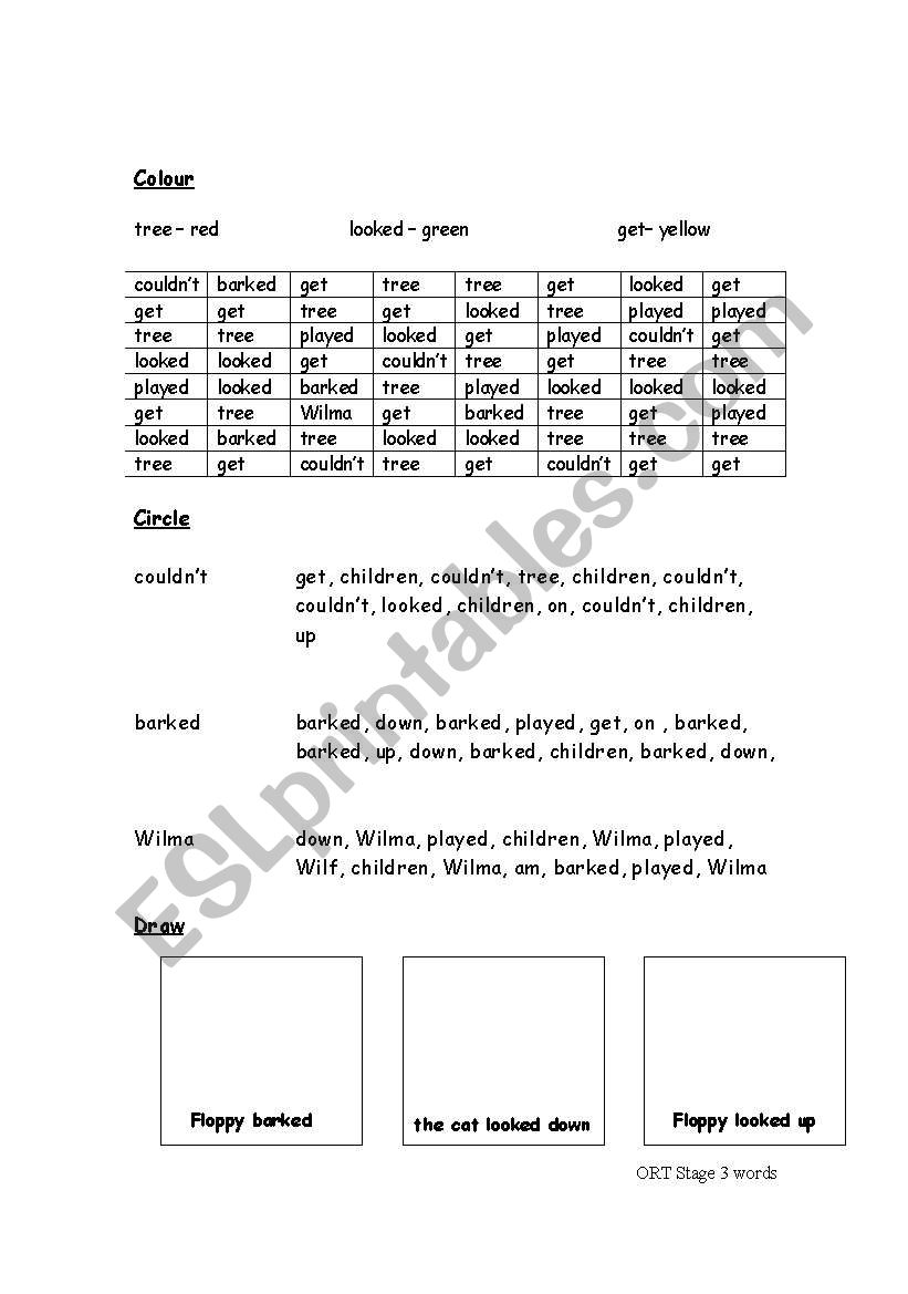 Oxford Reading Tree Stage 3 worksheet