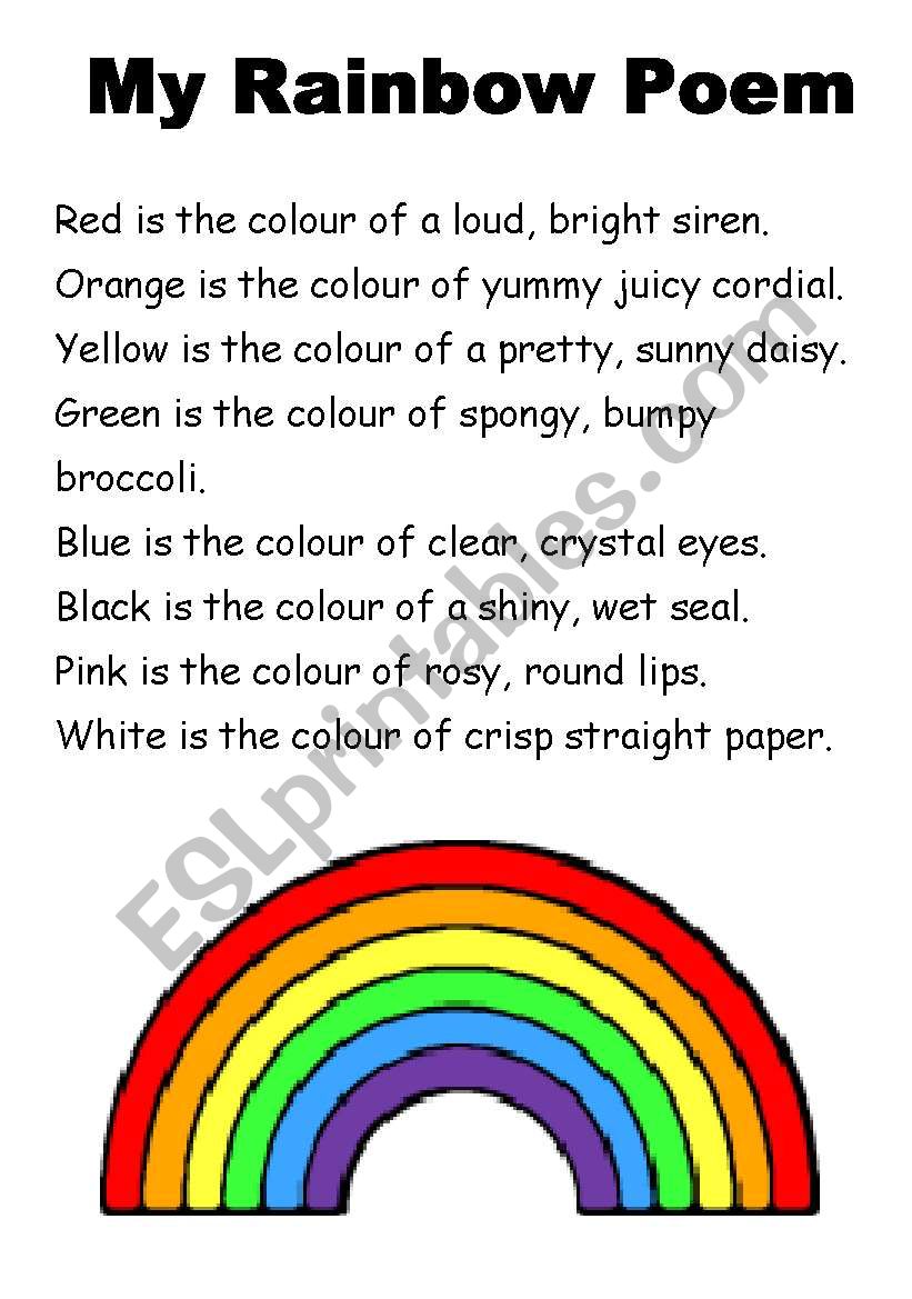 My Rainbow Poem worksheet