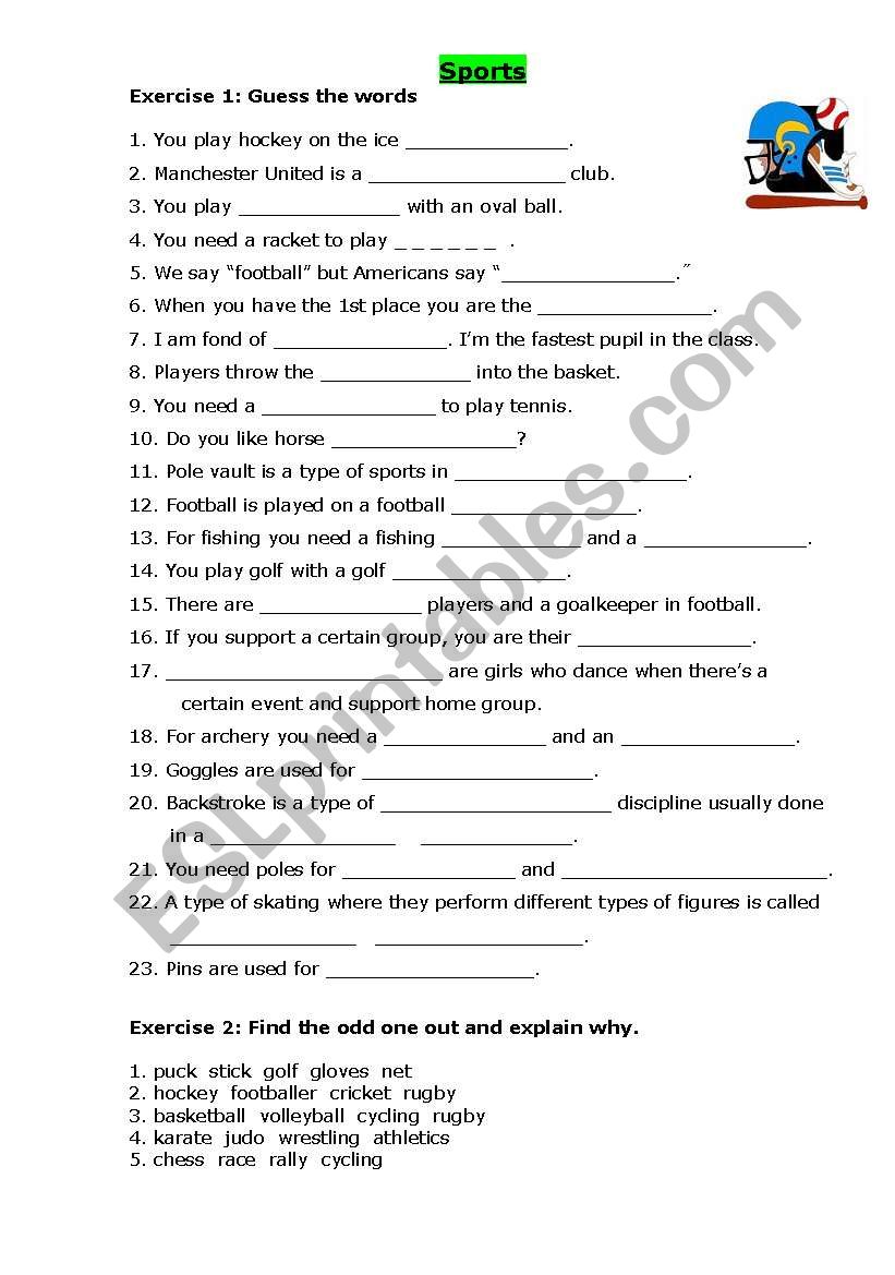 Sports worksheet