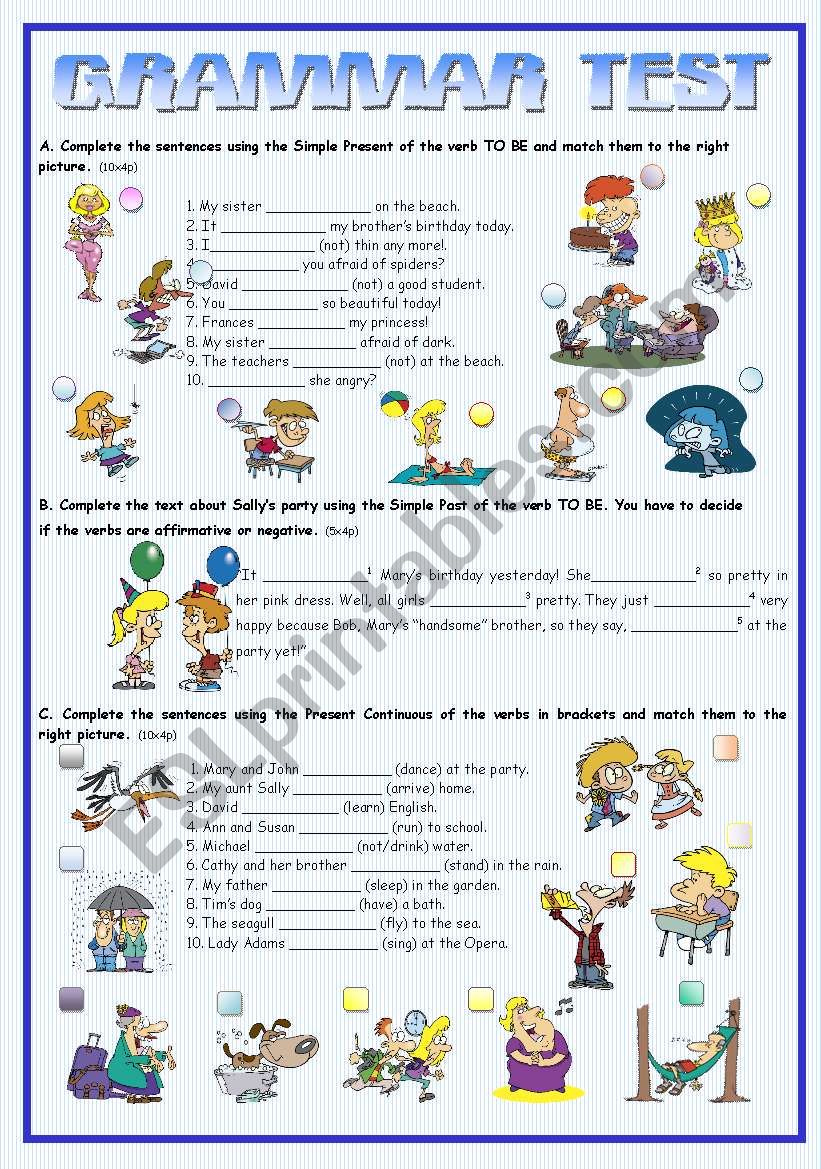 GRAMMAR TEST worksheet