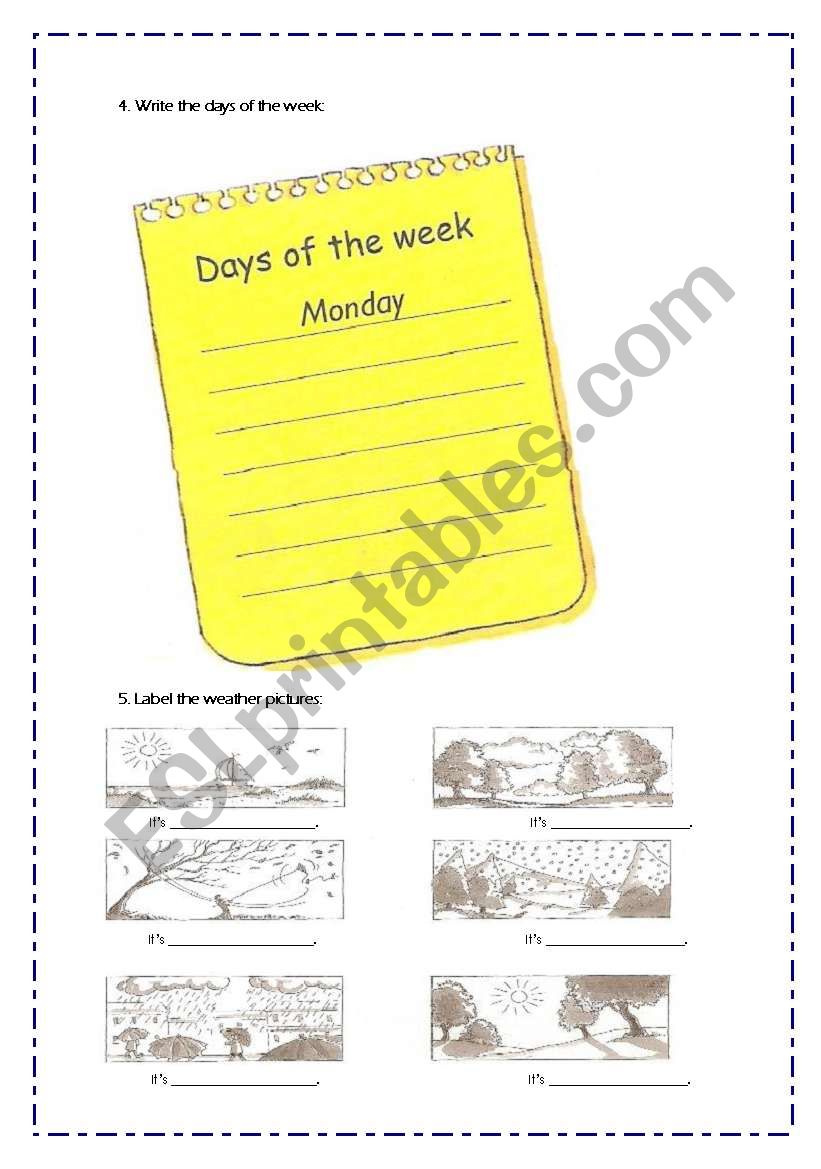 Days of the Week & Weather worksheet