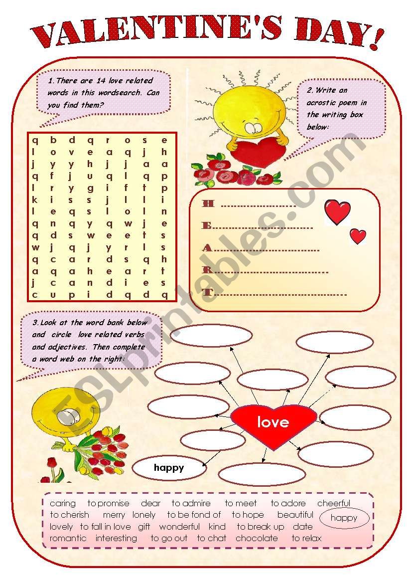 VALENTINES DAY! - FUN AVTIVITIES FOR KIDS - 2 pages.