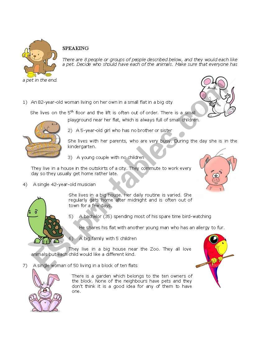 Speaking activity worksheet