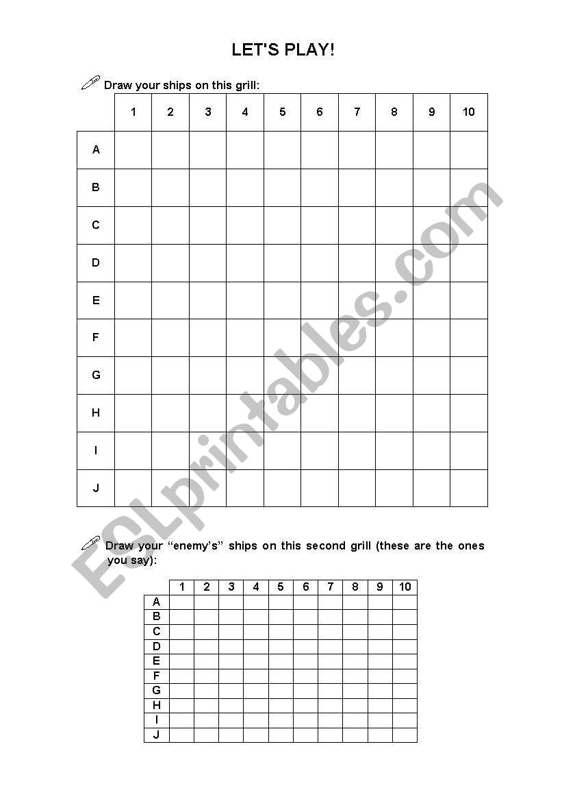 Lets play battleship! worksheet