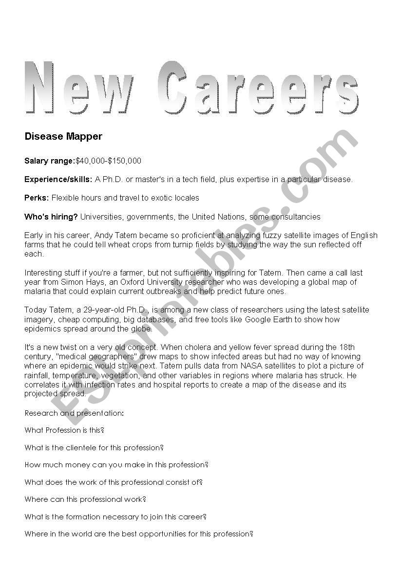 Mew Careers worksheet