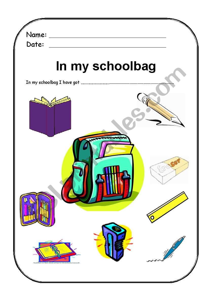 In my schoolbag worksheet