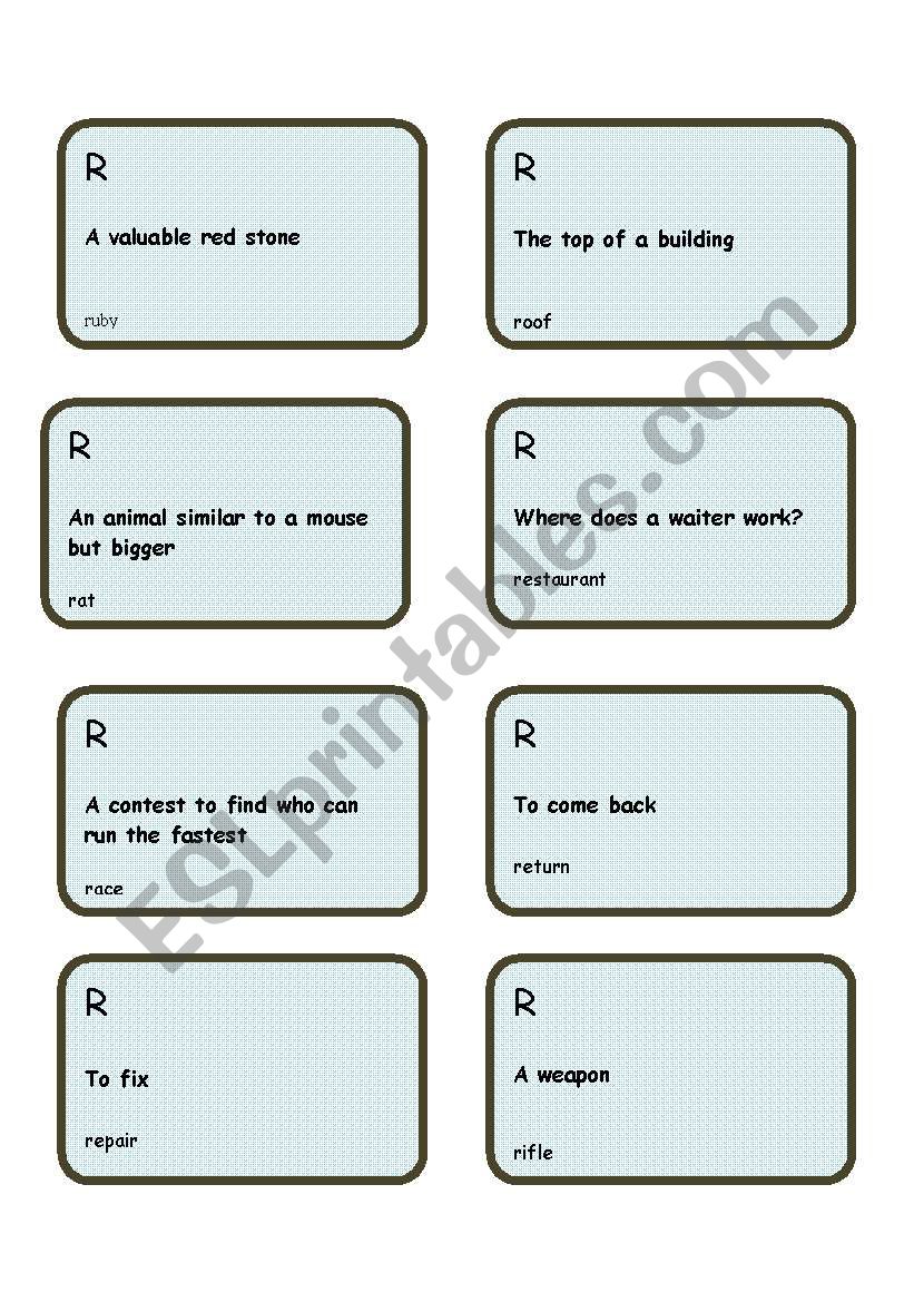 Alphabet game -Letter R worksheet