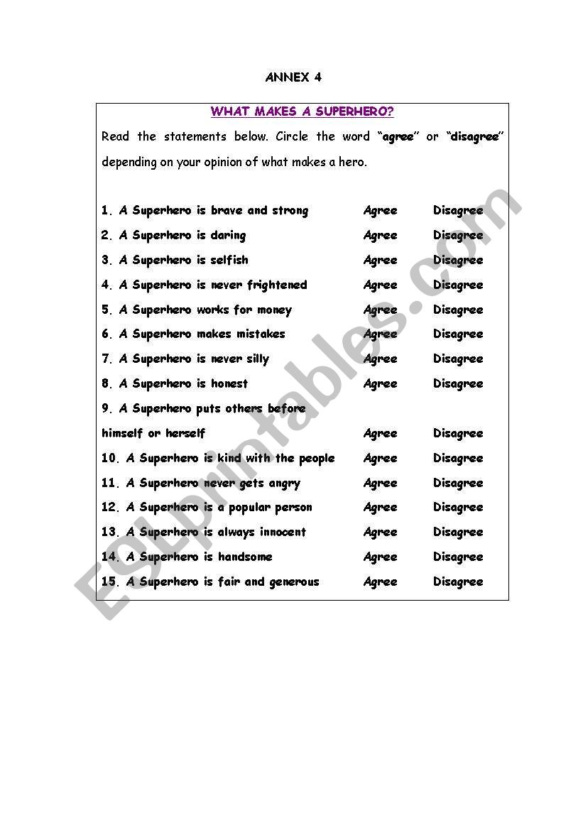 questionnaire about superheroes