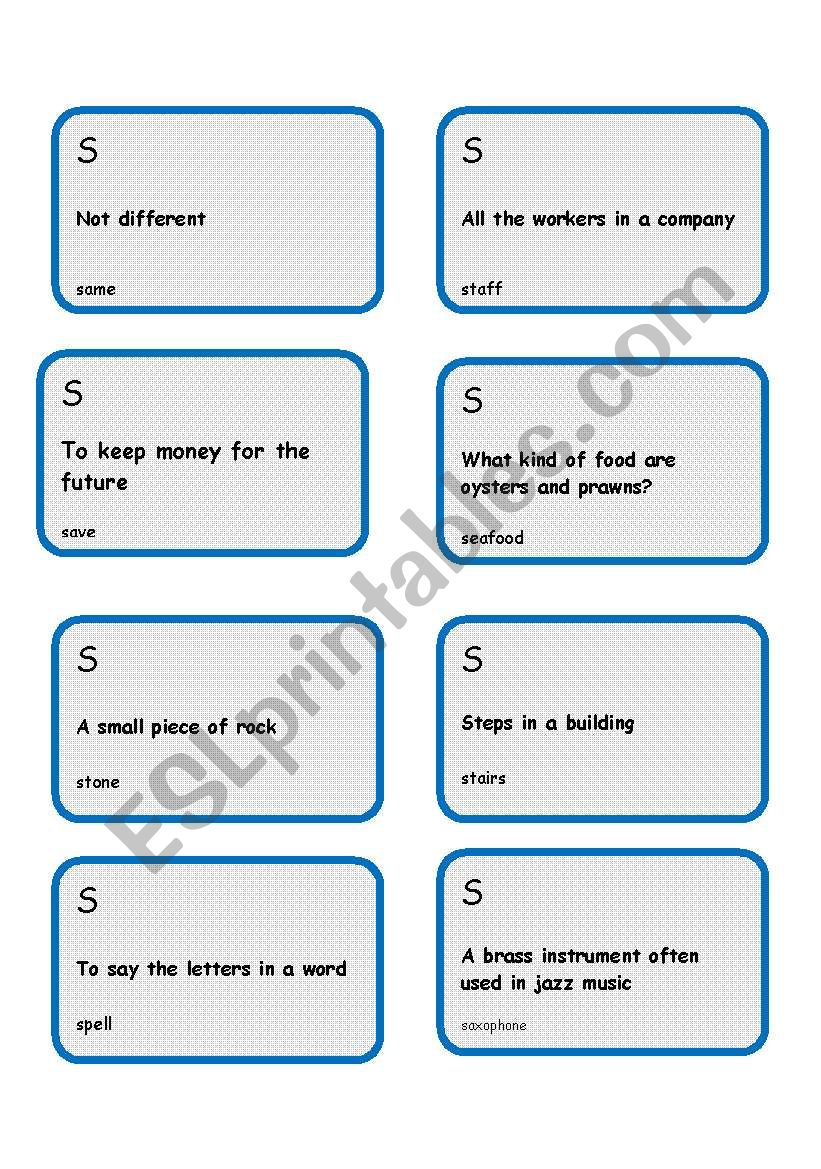 Alphabet game -Letter S worksheet