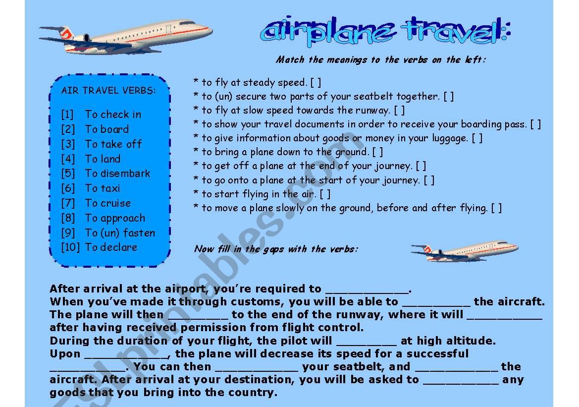 travel by plane vocabulary