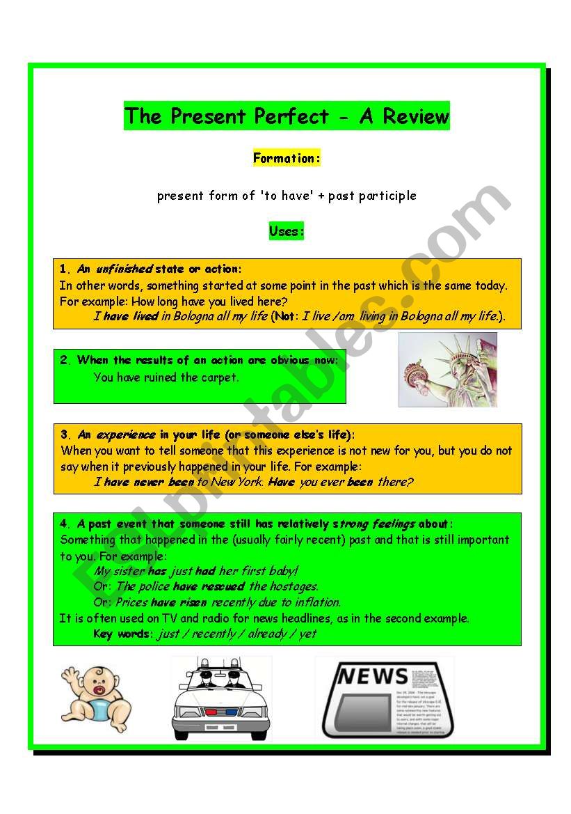 The Present Perfect--A Review worksheet