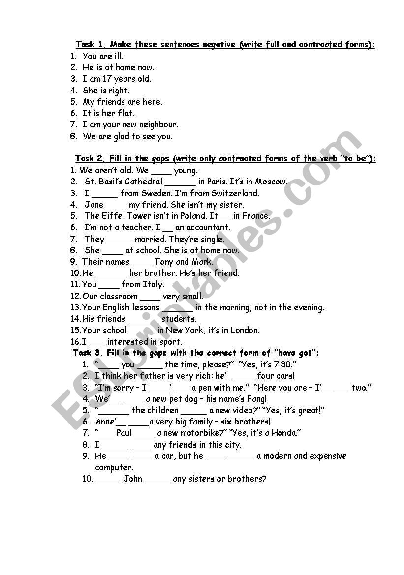 TO BE - FINAL TEST worksheet