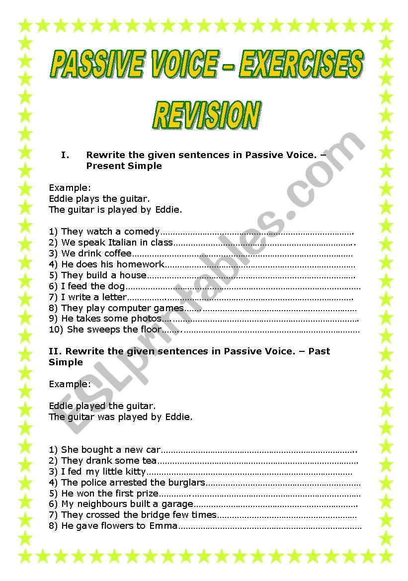Passive Voice - 2 PAGES worksheet