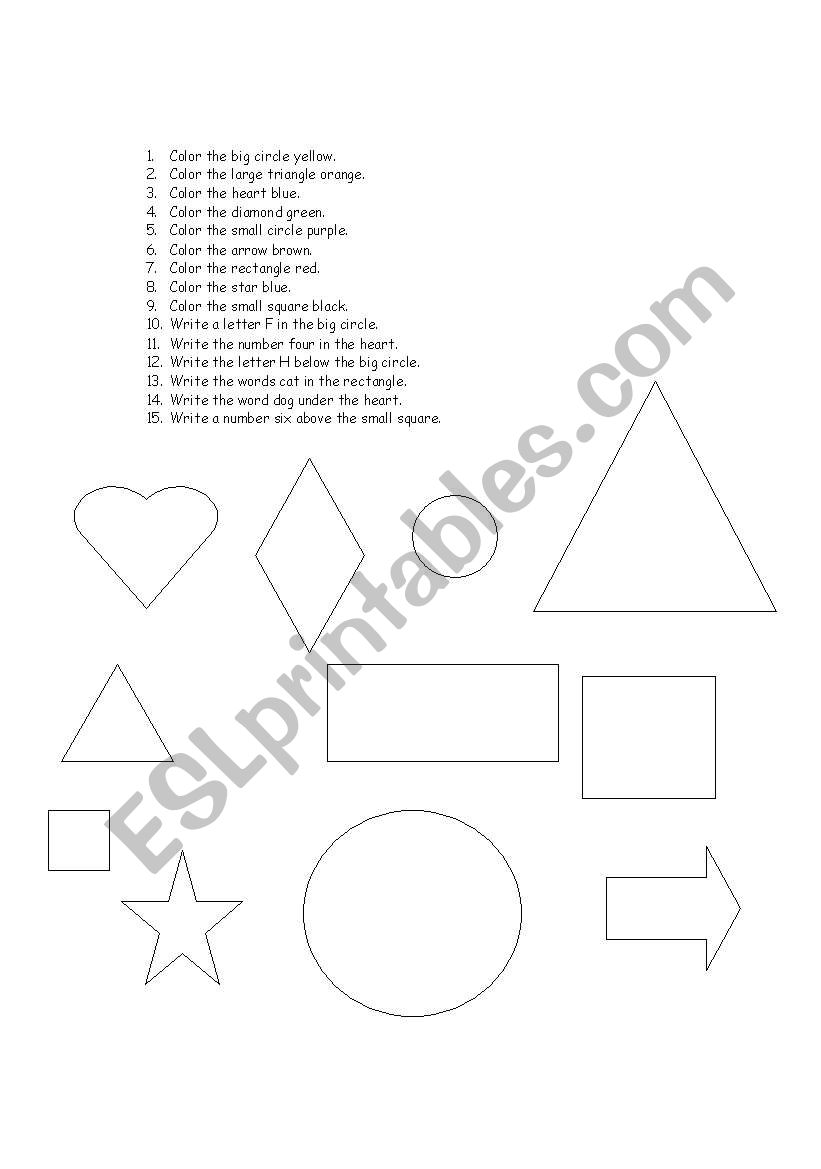 Following directions worksheet