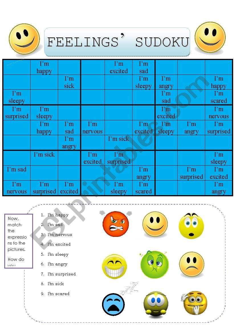 FEELINGS SUDOKU worksheet