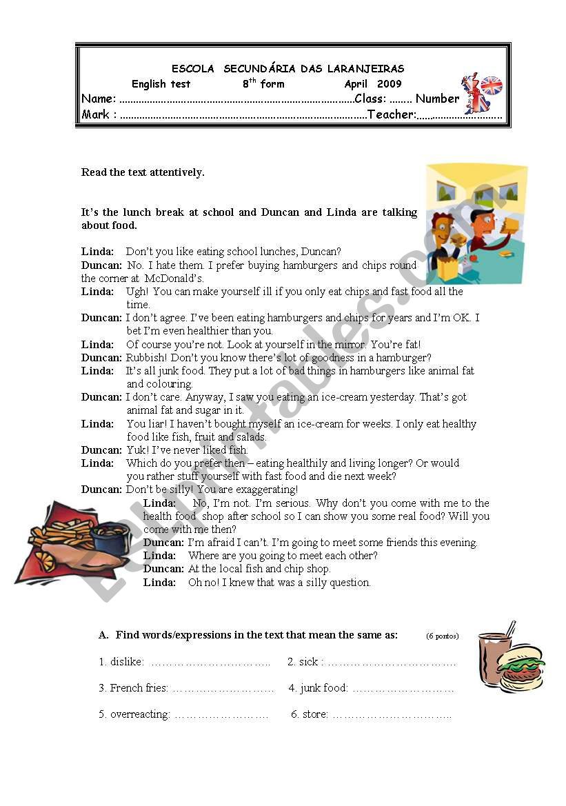 A test worksheet