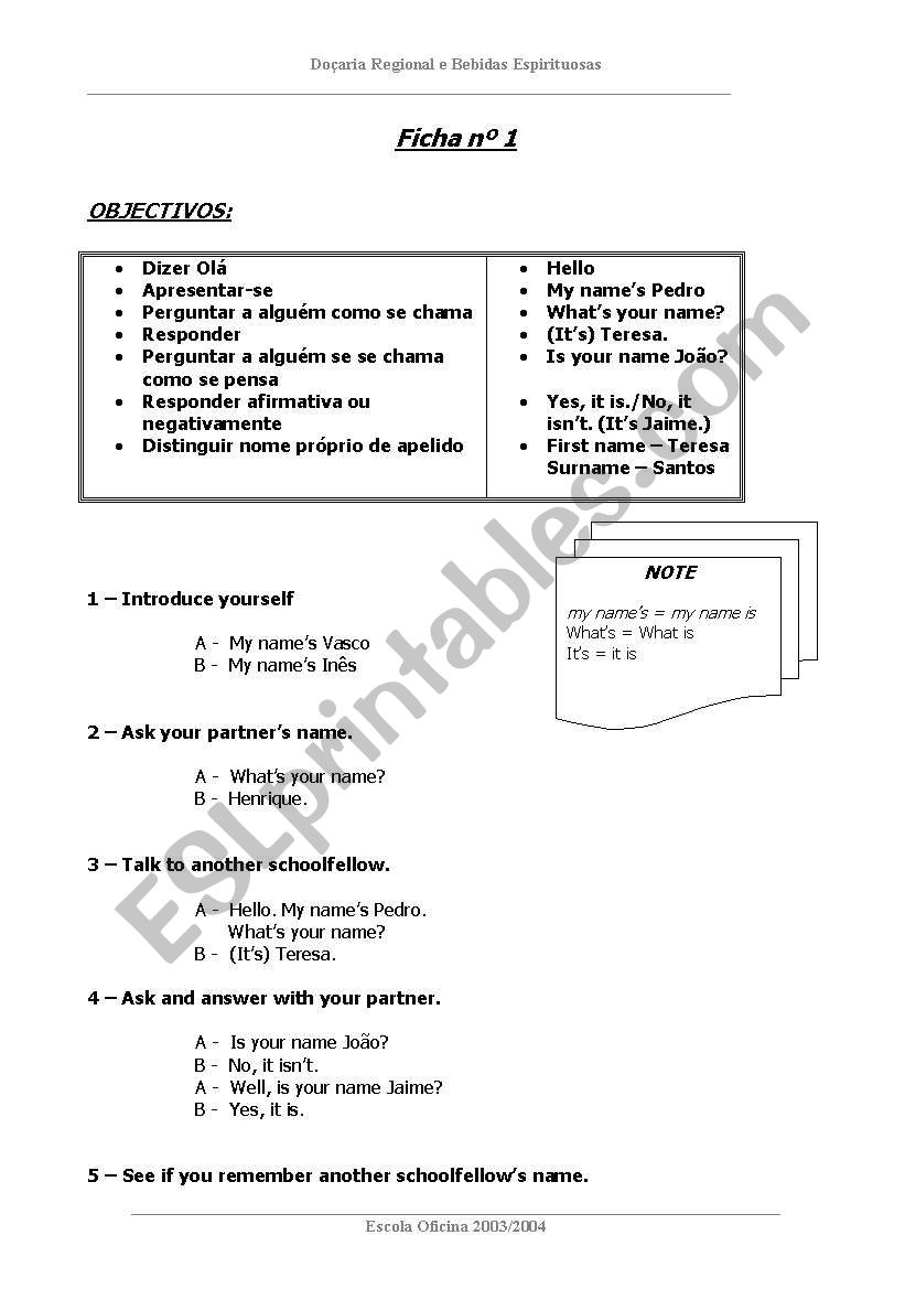 Introduction worksheet