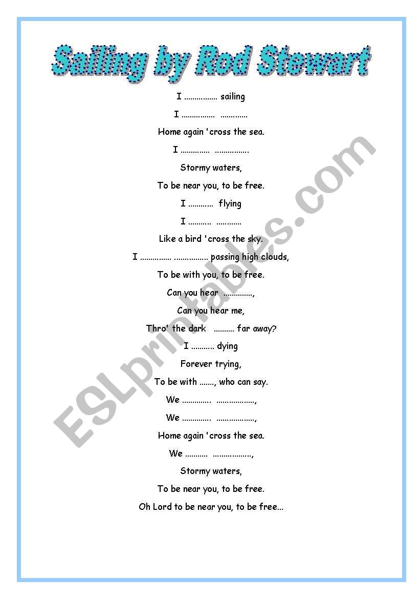 SAILING by Rod Stewart worksheet