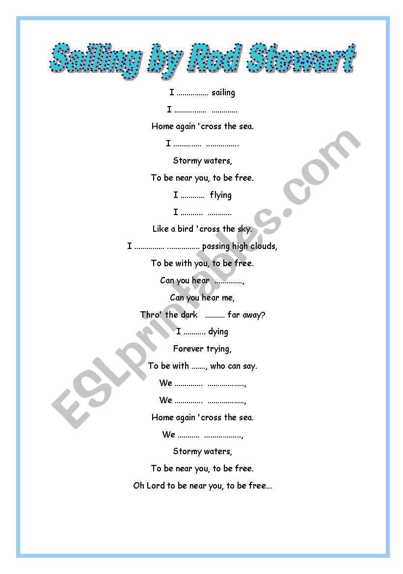 SAILING by Rod Stewart worksheet