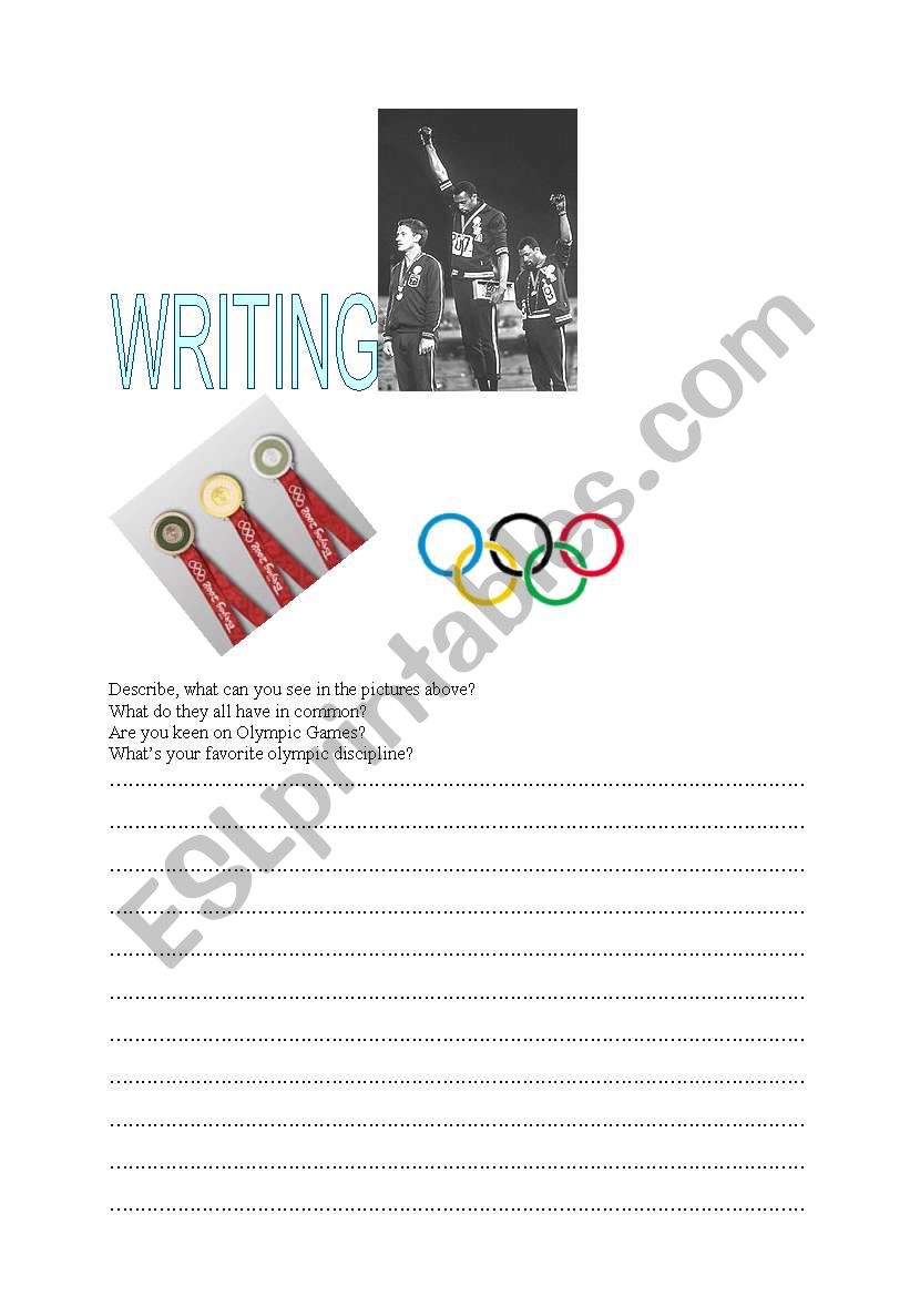 WRITING about Olympic Games worksheet