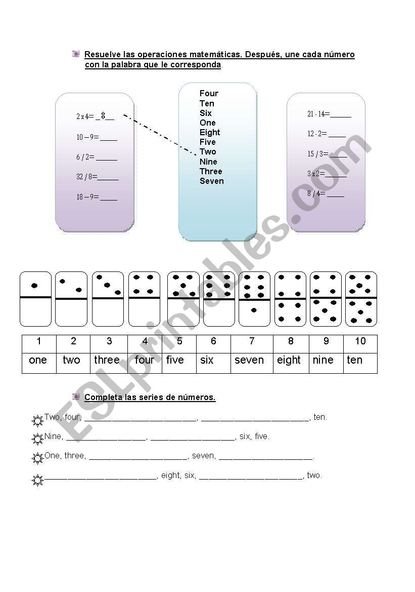 The numbers worksheet