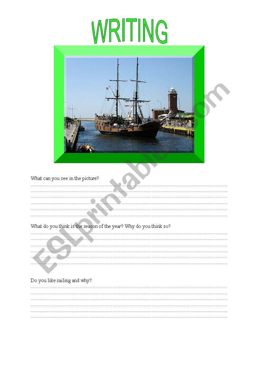 SAILING - writing activity worksheet