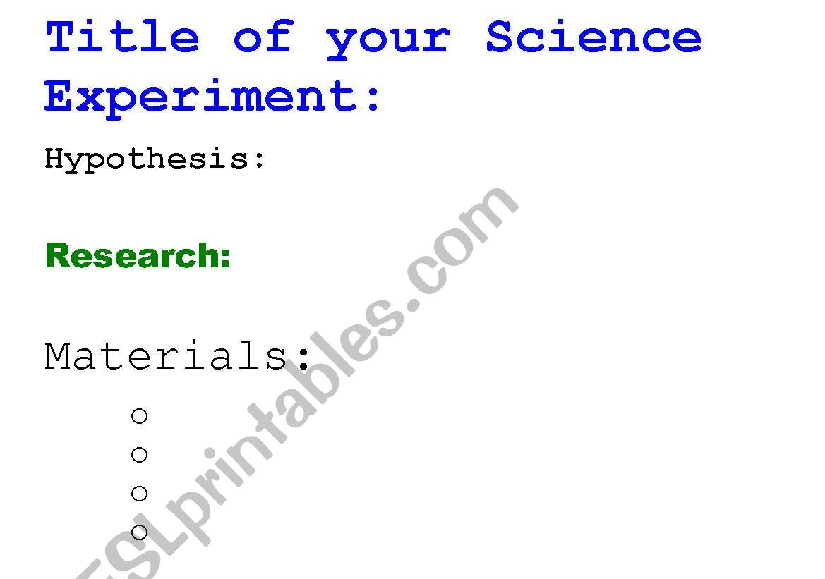 Science Fair Template worksheet