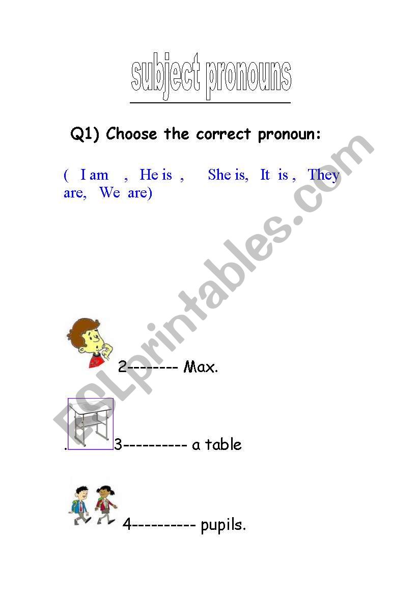 subject  pronouns worksheet