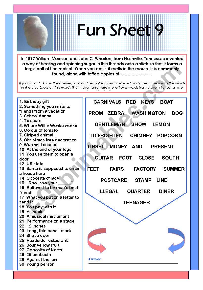 Fun Sheet 9 worksheet