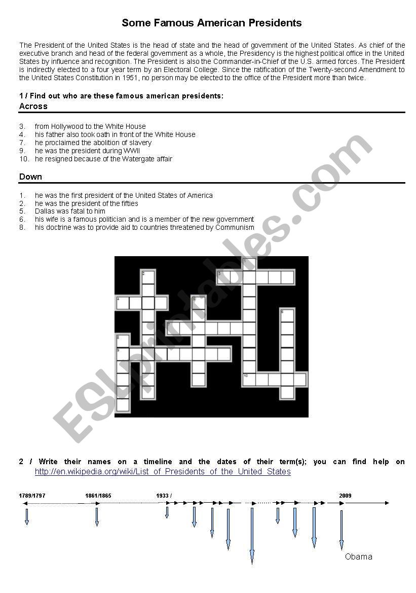 american presidents worksheet