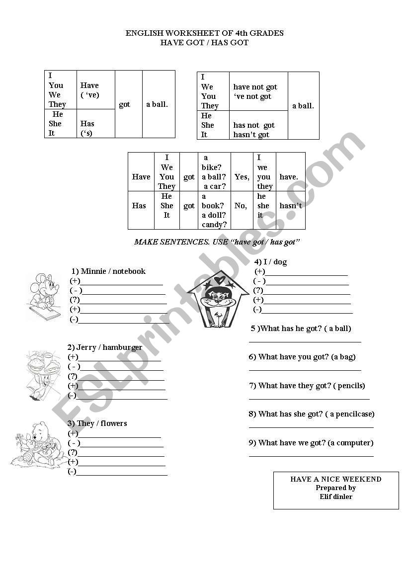 have got and has got worksheet