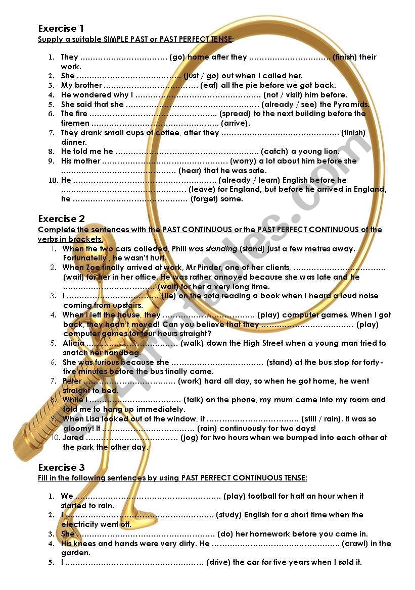 Test on past tenses 1/2 worksheet