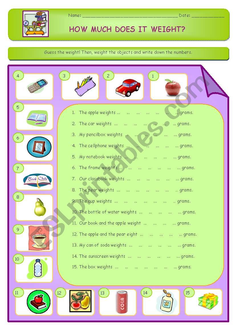 HOW MUCH DOES IT WEIGHT? worksheet