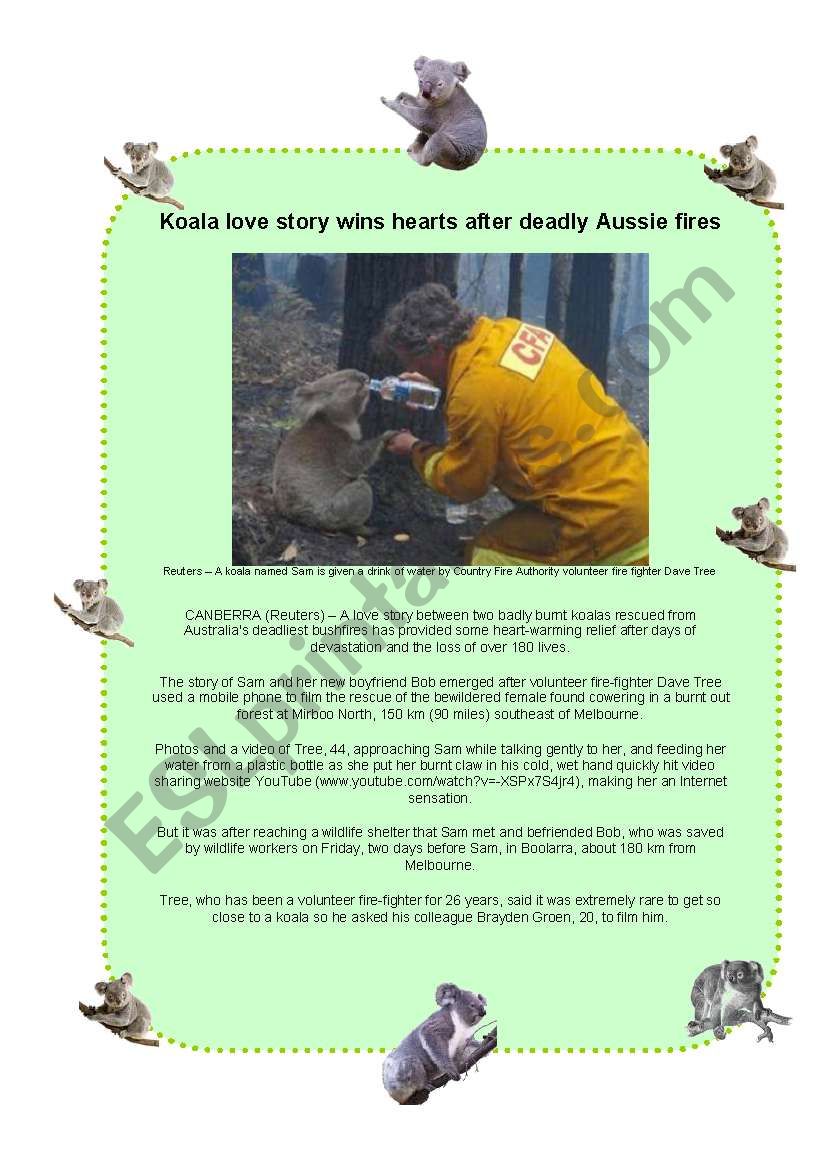 Sam the Koala is saved from the Bush Fires (3 pages)