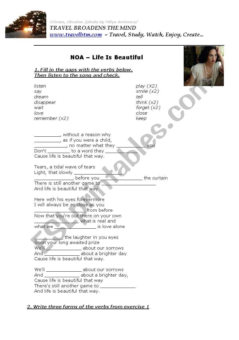 NOA - Life Is Beautiful worksheet