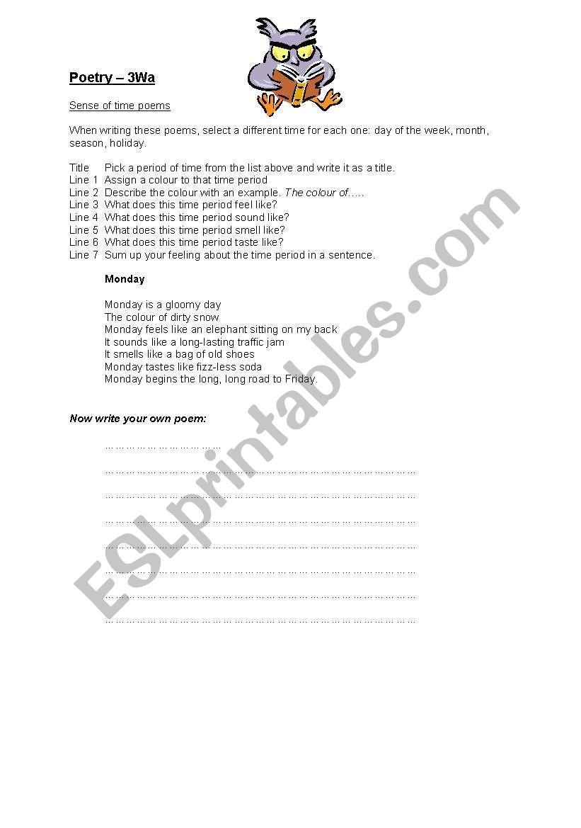 writing poetry worksheet