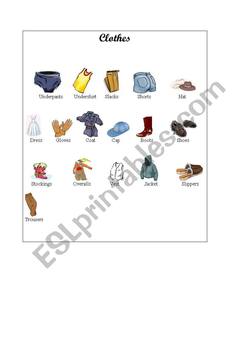 clothes worksheet