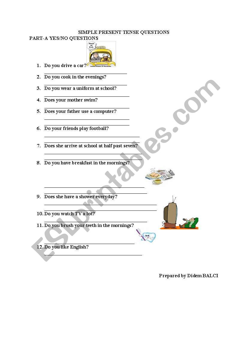 Simple present tense Yes/no questions