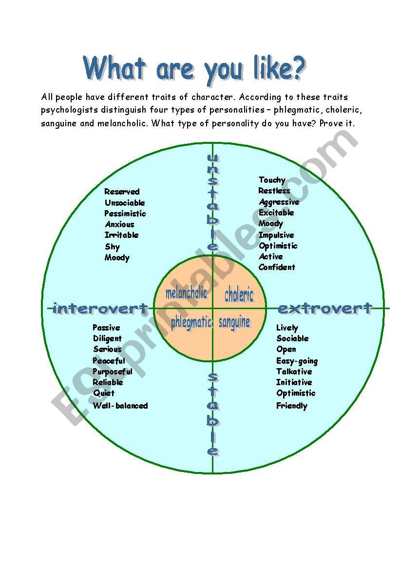 What are you like? worksheet