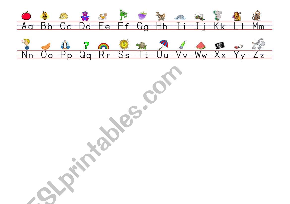 Alphabet Strip with pictures worksheet