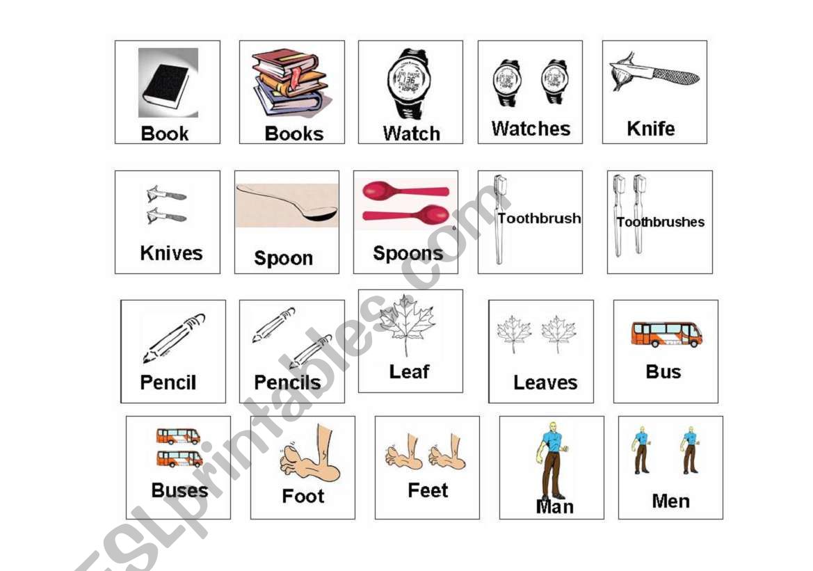 Plural Memory Game worksheet