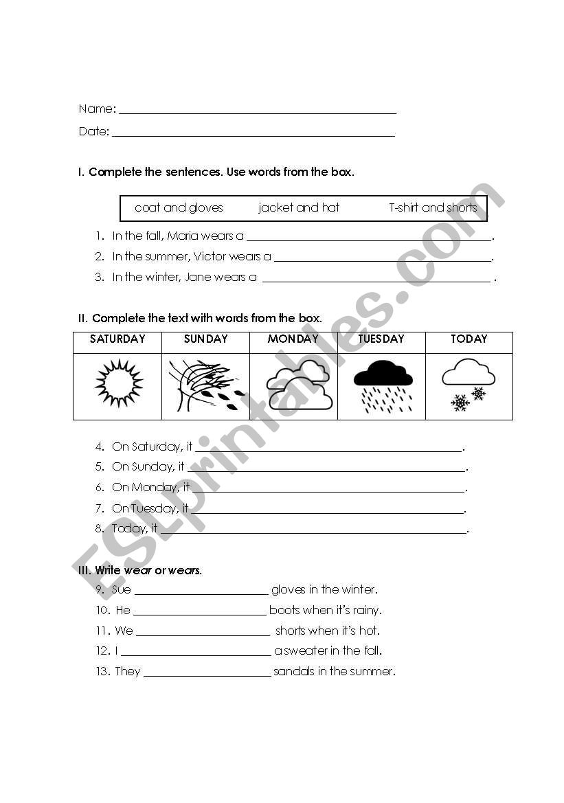 Weather  worksheet